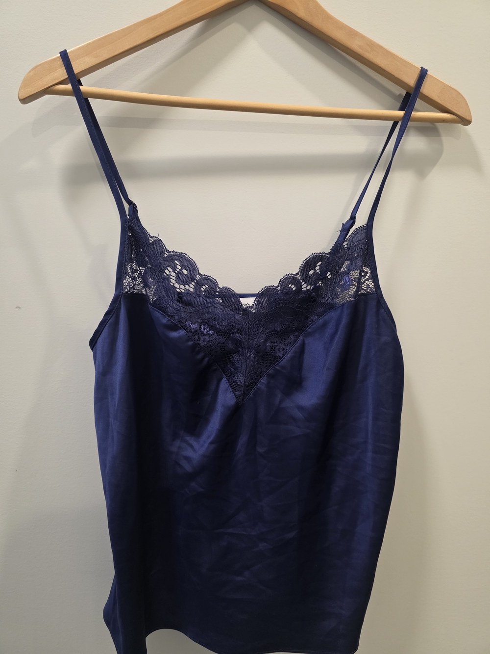 Navy Lace Trim Satin Cami Top - Women Intimates & Sleepwear